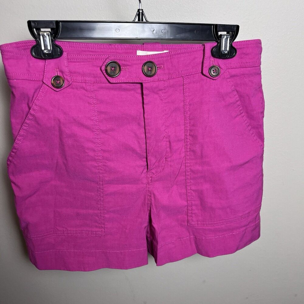 Anthropologie Maeve Classic High Rise Ladies Fushia Shorts Size 12 Button b26